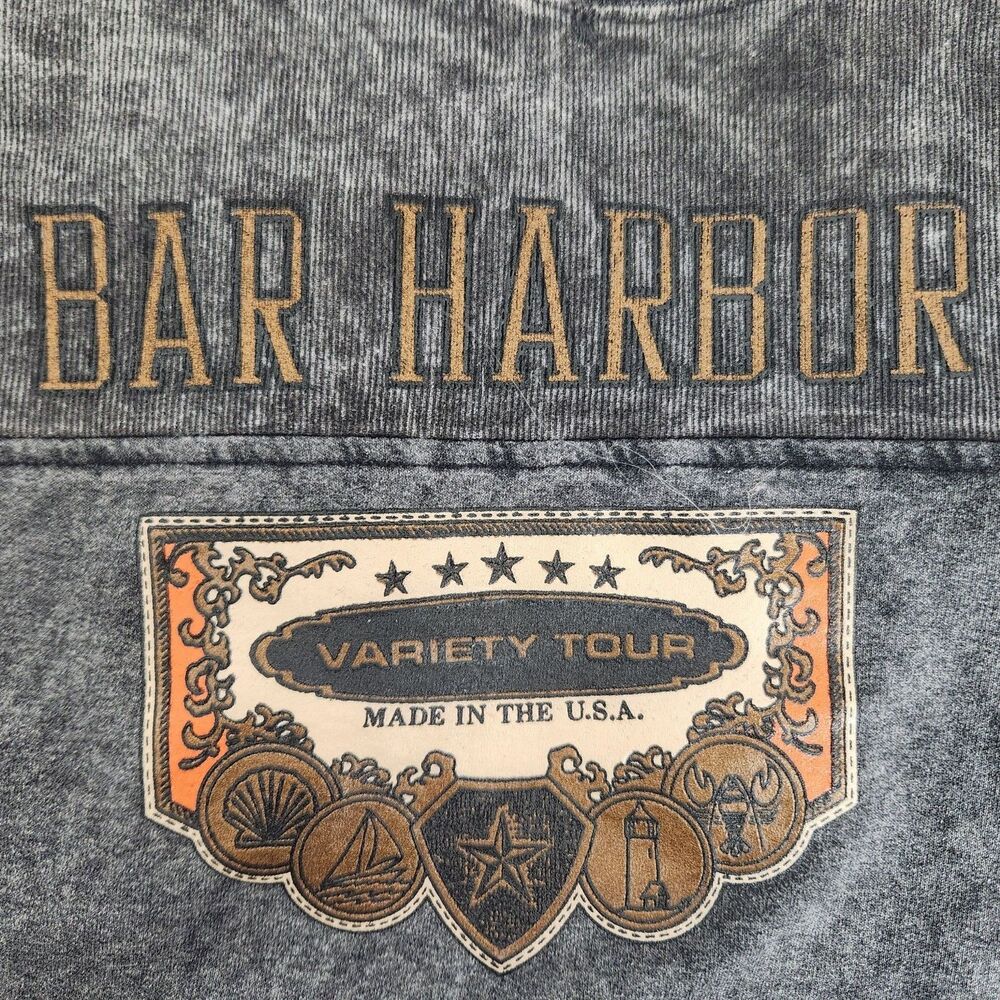 Caribe 80/90s VTG Bar Harbor Acid Wash Crewneck Sweatshirt USA Ribbed Yoke L/XL